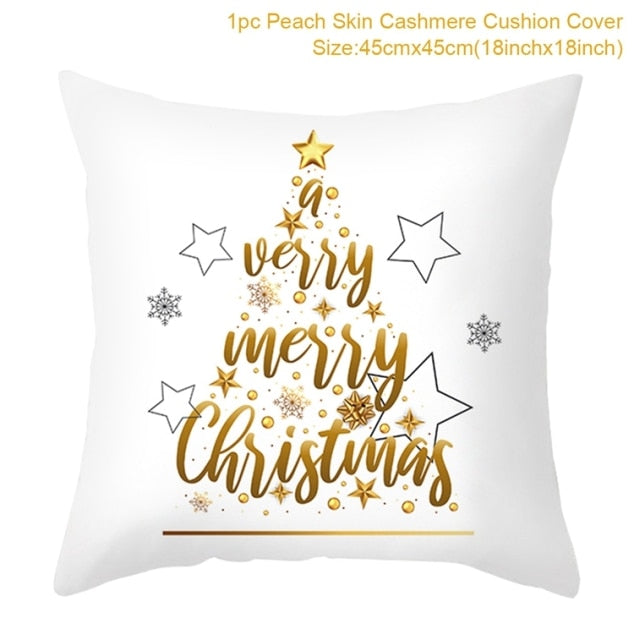 Christmas Cushion Cover Merry Christmas Decorations For Home 2021 Cristmas Ornament Pillow Case Xmas Navidad Gifts New Year 2022