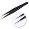 1pc 2 heads Straight Nail Tweezers with Silicone Pressing Head for 3D Sticker Rhinestones Water Sticker Picker Metal Nails Tools