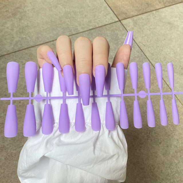 Solid Color Matte Super Long Coffin False Nail Ballet Press on Nails Tips for Nails Art Artificial Fingernails Fake