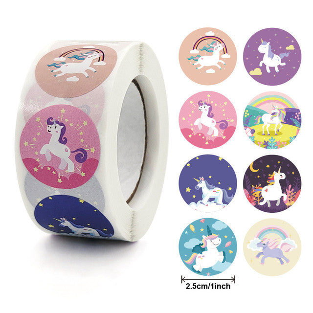 Stickers 500 pcs/roll Teacher Reward Sticker Fun Motivation animal Stickerfor School Teacher Student Stationery Stickers Kids