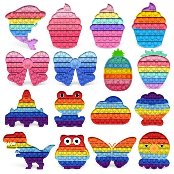 2021 New Hot Fidget Toys Push Bubble Silicone Toy Dinosaur Octopus Strawberry Ice Cream Stress Relief Sensory Toy For Kids Adult
