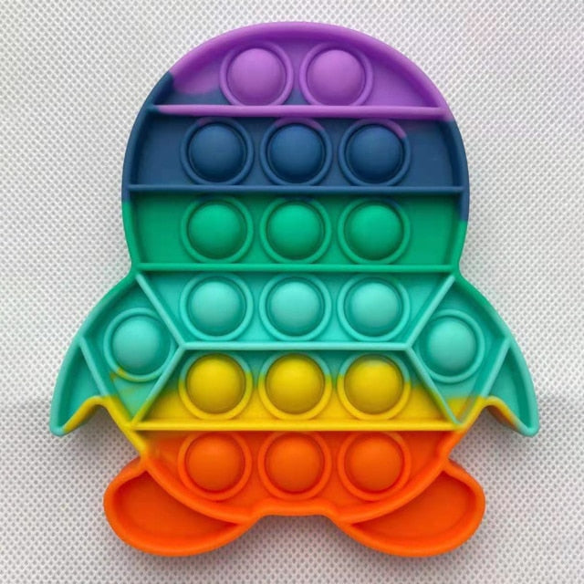 2021 New Hot Fidget Toys Push Bubble Silicone Toy Dinosaur Octopus Strawberry Ice Cream Stress Relief Sensory Toy For Kids Adult