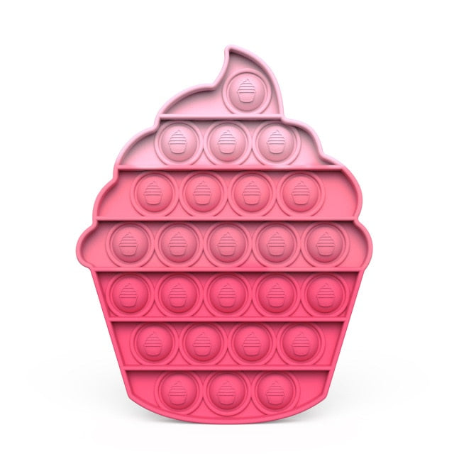 2021 New Hot Fidget Toys Push Bubble Silicone Toy Dinosaur Octopus Strawberry Ice Cream Stress Relief Sensory Toy For Kids Adult