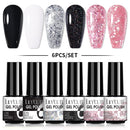 LILYCUTE 2/4/6 Pcs Gel Nail Polish Set 136Color Glitter Semi Permanent Hybrid Gel Varnish Base Top Coat Soak Off UV LED Nail Art