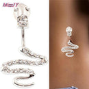 14G 316L surgical steel bar Nickel-free Retail Snake belly button ring fashion lizard lady body piercing navel belly jewelry