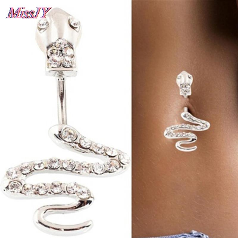 14G 316L surgical steel bar Nickel-free Retail Snake belly button ring fashion lizard lady body piercing navel belly jewelry