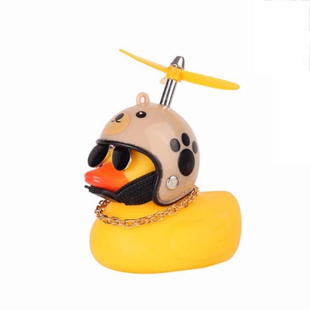 Car Duck With Helmet Broken Wind Pendant Small Yellow Duck Road Bike Motor Helmet Riding Cycling Accessories Without Lights