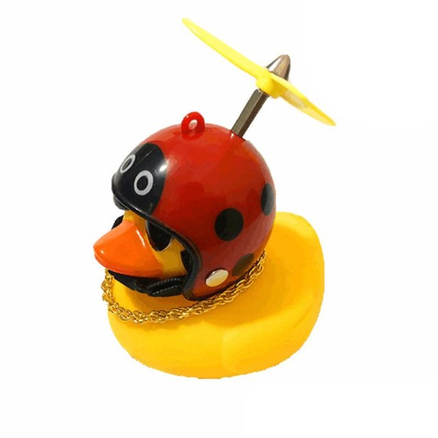 Car Duck With Helmet Broken Wind Pendant Small Yellow Duck Road Bike Motor Helmet Riding Cycling Accessories Without Lights