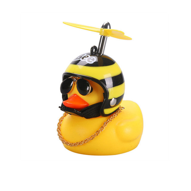 Car Duck With Helmet Broken Wind Pendant Small Yellow Duck Road Bike Motor Helmet Riding Cycling Accessories Without Lights