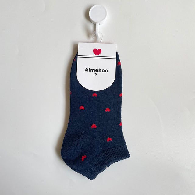 Long Cute Socks Women Cotton Love Heart With Print Kawaii Beautiful Ladies Designer Socks High Art Warm Sokken Femme  Calze