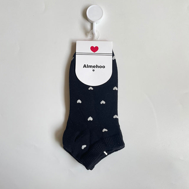 Long Cute Socks Women Cotton Love Heart With Print Kawaii Beautiful Ladies Designer Socks High Art Warm Sokken Femme  Calze