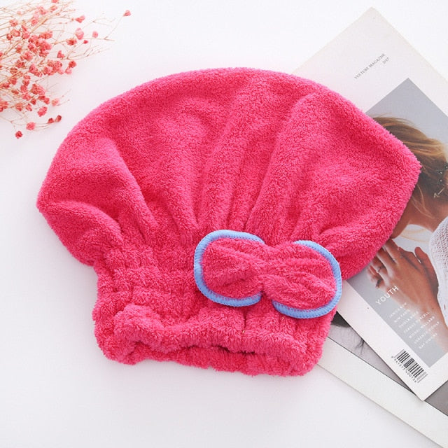 Microfibre Quick Hair Drying Bath Towel Spa Bowknot Wrap Towel Cap Bathroom Accessories Bonnets For Women Designer Shower Cap