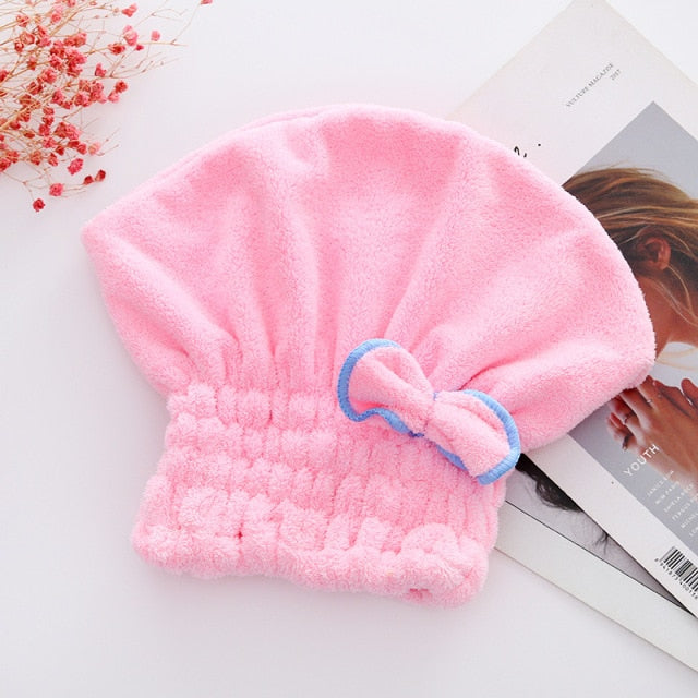 Microfibre Quick Hair Drying Bath Towel Spa Bowknot Wrap Towel Cap Bathroom Accessories Bonnets For Women Designer Shower Cap