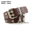 Fashion Alloy Women Belts Chain Luxury for Genuine Leather New Style Pin Buckle Jeans Decorative Ladies Retro Decorative Punk