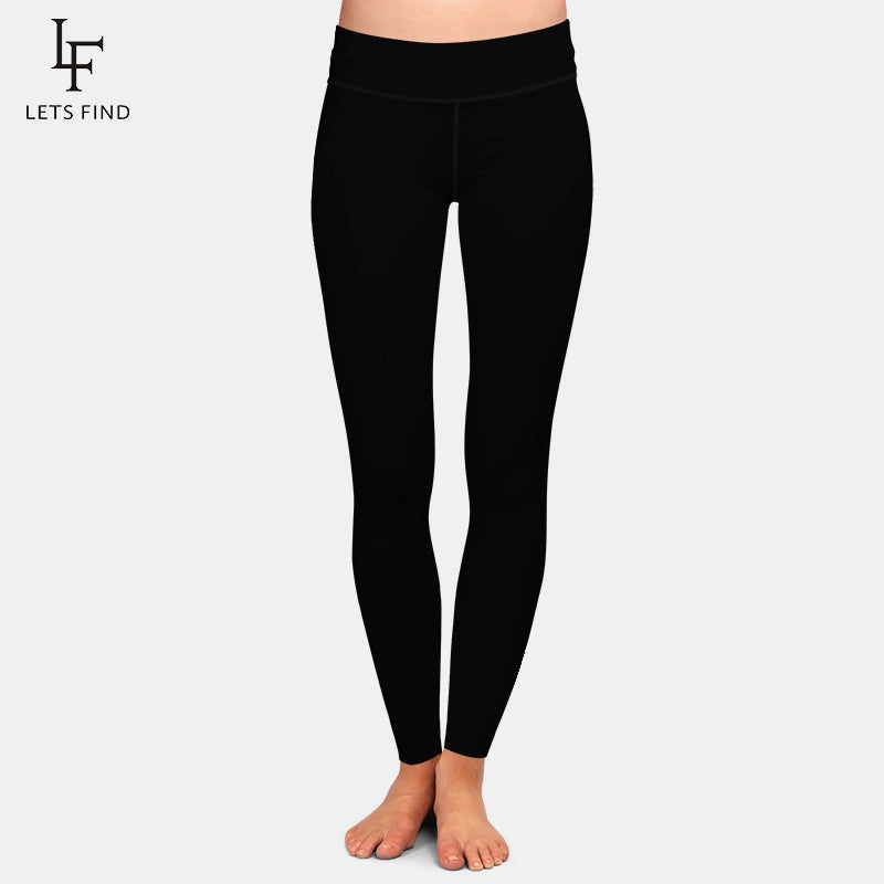 LETSFIND New Arrival Women Plus Size Leggings Solid Black High Waist Comfortable Breathe Freely Fitness Stretch Leggings