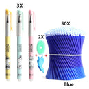 3+2+50PCS/Set Erasable Pen Refill Set  Washable Handle 0.5mm ink Erasable Pens Refill Rod For School Office