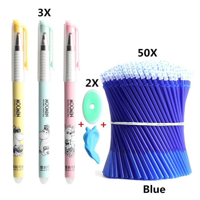 3+2+50PCS/Set Erasable Pen Refill Set  Washable Handle 0.5mm ink Erasable Pens Refill Rod For School Office