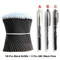 50+3 Pcs/Set 0.5mm Blue Black Ink Gel Pen Erasable Refill Rod Erasable Pen Washable Handle School Writing Stationery Gel Pens