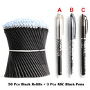 50+3 Pcs/Set 0.5mm Blue Black Ink Gel Pen Erasable Refill Rod Erasable Pen Washable Handle School Writing Stationery Gel Pens