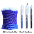 50+3 Pcs/Set 0.5mm Blue Black Ink Gel Pen Erasable Refill Rod Erasable Pen Washable Handle School Writing Stationery Gel Pens