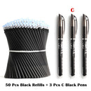 50+3 Pcs/Set 0.5mm Blue Black Ink Gel Pen Erasable Refill Rod Erasable Pen Washable Handle School Writing Stationery Gel Pens