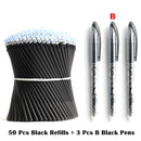 50+3 Pcs/Set 0.5mm Blue Black Ink Gel Pen Erasable Refill Rod Erasable Pen Washable Handle School Writing Stationery Gel Pens