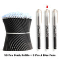 50+3 Pcs/Set 0.5mm Blue Black Ink Gel Pen Erasable Refill Rod Erasable Pen Washable Handle School Writing Stationery Gel Pens