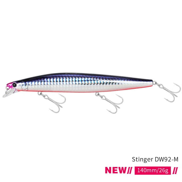 TSURINOYA Top Fishing Lure Sinking Minnow 140S DW92 140mm 26g Saltwater Black Bass Pike Long Casting Hard Baits Tungsten Weight