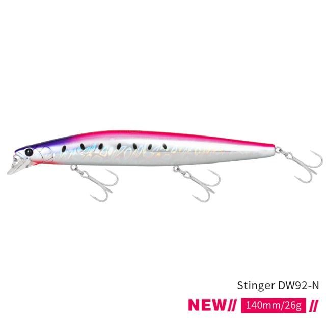 TSURINOYA Top Fishing Lure Sinking Minnow 140S DW92 140mm 26g Saltwater Black Bass Pike Long Casting Hard Baits Tungsten Weight
