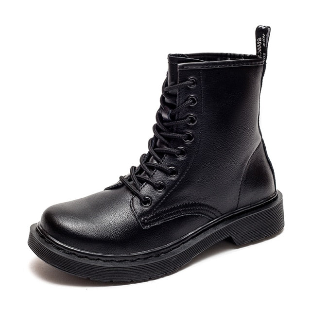 Soft Split Leather Women White Ankle Boots Motorcycle Boots Female Autumn Winter Shoes Woman Punk Motorcycle Boots Spring Winter