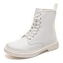 Soft Split Leather Women White Ankle Boots Motorcycle Boots Female Autumn Winter Shoes Woman Punk Motorcycle Boots Spring Winter