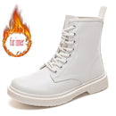 Soft Split Leather Women White Ankle Boots Motorcycle Boots Female Autumn Winter Shoes Woman Punk Motorcycle Boots Spring Winter