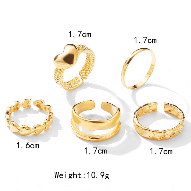 10pcs Punk Gold Wide Chain Rings Set For Women Girls Fashion Irregular Finger Thin Rings Gift 2021 Female Knuckle Jewelry Party