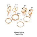 10pcs Punk Gold Wide Chain Rings Set For Women Girls Fashion Irregular Finger Thin Rings Gift 2021 Female Knuckle Jewelry Party