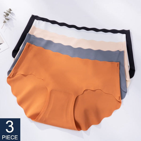 3Pcs/Set Seamless Underwear Silk Women Solid Panties Lingerie Invisible Intimates Sexy Comfortable Female Underpants Briefs