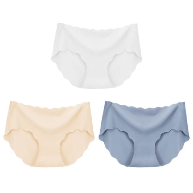 3Pcs/Set Seamless Underwear Silk Women Solid Panties Lingerie Invisible Intimates Sexy Comfortable Female Underpants Briefs