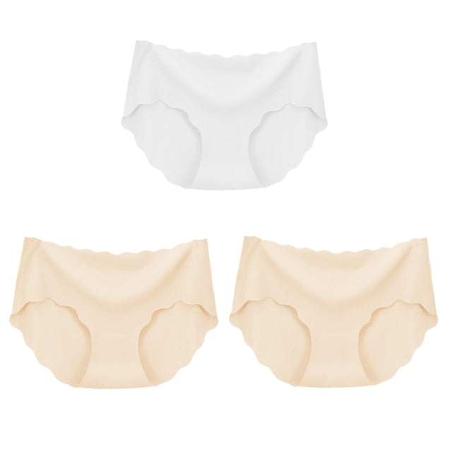 3Pcs/Set Seamless Underwear Silk Women Solid Panties Lingerie Invisible Intimates Sexy Comfortable Female Underpants Briefs