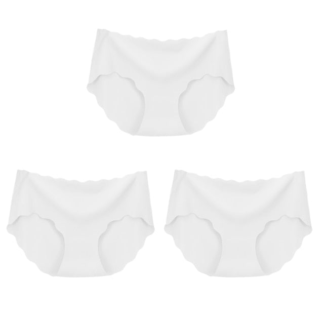 3Pcs/Set Seamless Underwear Silk Women Solid Panties Lingerie Invisible Intimates Sexy Comfortable Female Underpants Briefs