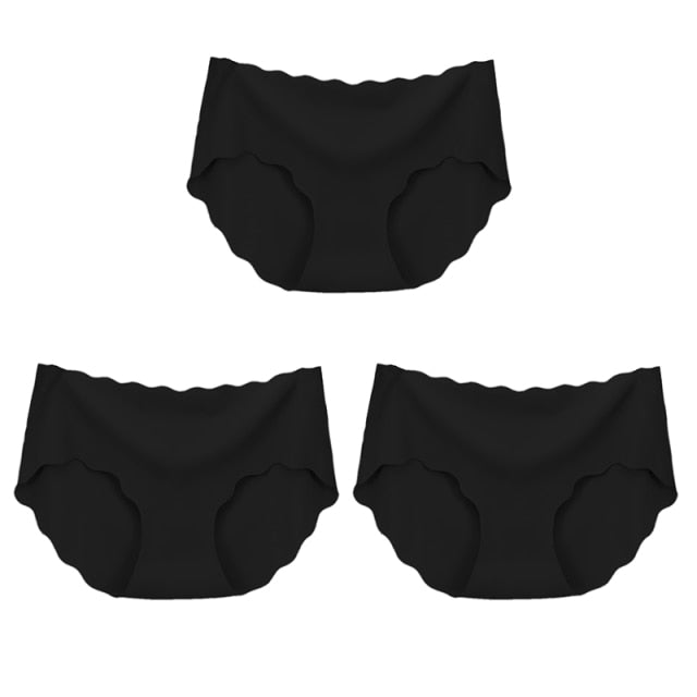 3Pcs/Set Seamless Underwear Silk Women Solid Panties Lingerie Invisible Intimates Sexy Comfortable Female Underpants Briefs