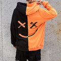 Men's Hoodie Sweatshirts Fashion Happy Smile Print Patchwork Hooded Sweatshirts Men Woman Hip Hop Pullovers Couple Streetwear