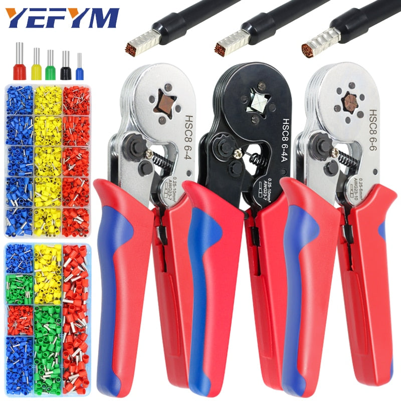 Tubular Terminal Crimping Tools Mini Electrical Pliers HSC8 6-4A/6-4 0.25-10mm² 23-7AWG 6-6 0.25-6mm² High Precision Clamp Sets