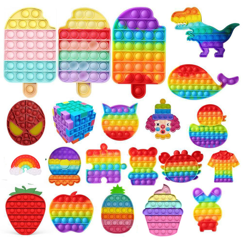 Ice Cream Bubble Toy Rainbow Push Bubble Fidget Toys Sensory Toys Kid Adult Autism Stress Reliever Squeeze Soft Squishy Toy