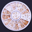 Rose Gold Geometry Rivet Alloy Nail Studs Chameleon Stone Nail Rhinestone Small Irregular Beads 3D Nail Art Decoration In Wheel