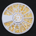 Rose Gold Geometry Rivet Alloy Nail Studs Chameleon Stone Nail Rhinestone Small Irregular Beads 3D Nail Art Decoration In Wheel