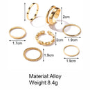 10pcs Punk Gold Wide Chain Rings Set For Women Girls Fashion Irregular Finger Thin Rings Gift 2021 Female Knuckle Jewelry Party