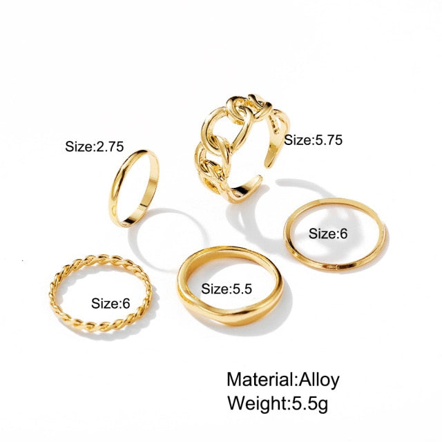 10pcs Punk Gold Wide Chain Rings Set For Women Girls Fashion Irregular Finger Thin Rings Gift 2021 Female Knuckle Jewelry Party
