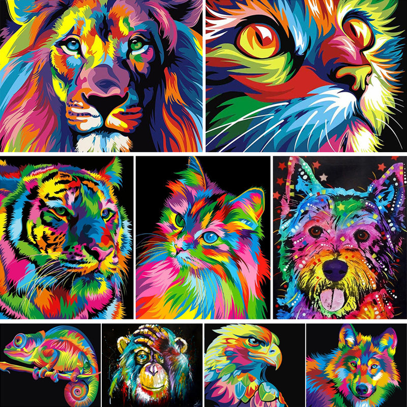 5D DIY Diamond Painting Animals Lion Cat Tiger Cross Stitch Kit Full Drill Square Embroidery Mosaic Art Picture of Rhinestones