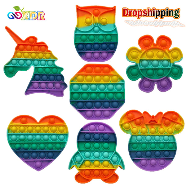 Fidget Reliever Stress Toy Rainbow Push Bubble Anti stress Toys Adults & Children Sensory Toys