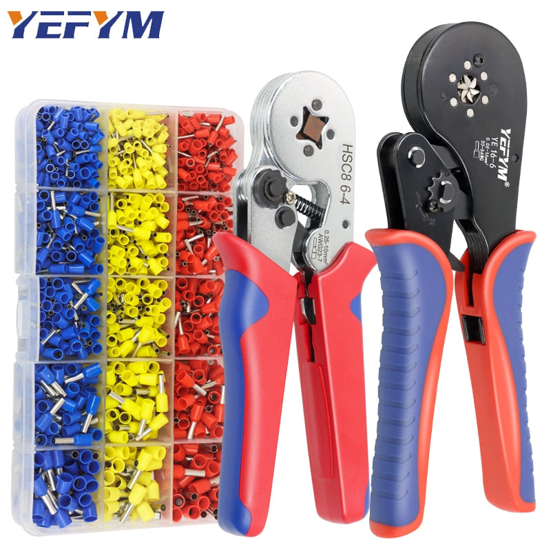 Tubular Terminal Crimping Pliers HSC8 6-4/6-6/16-6（max 0.08-16mm²）wire mini Ferrule crimper tools YEFYM Household electrical kit