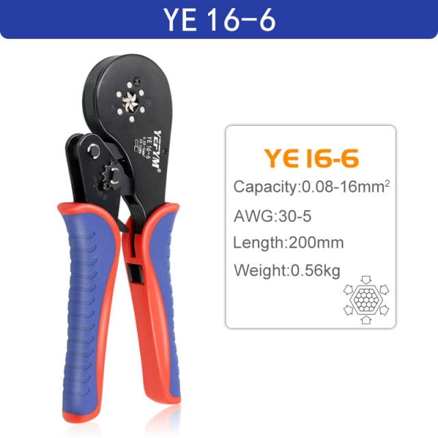 Tubular Terminal Crimping Pliers HSC8 6-4/6-6/16-6（max 0.08-16mm²）wire mini Ferrule crimper tools YEFYM Household electrical kit
